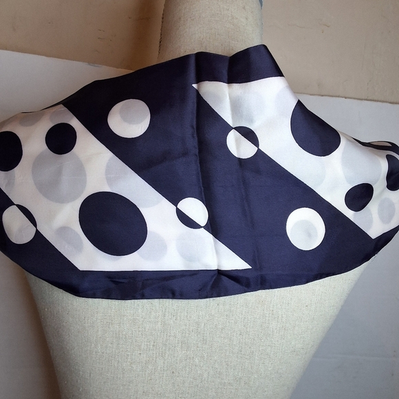 Vintage Optical Navy & White Polka Dot Scarf - Picture 4 of 10